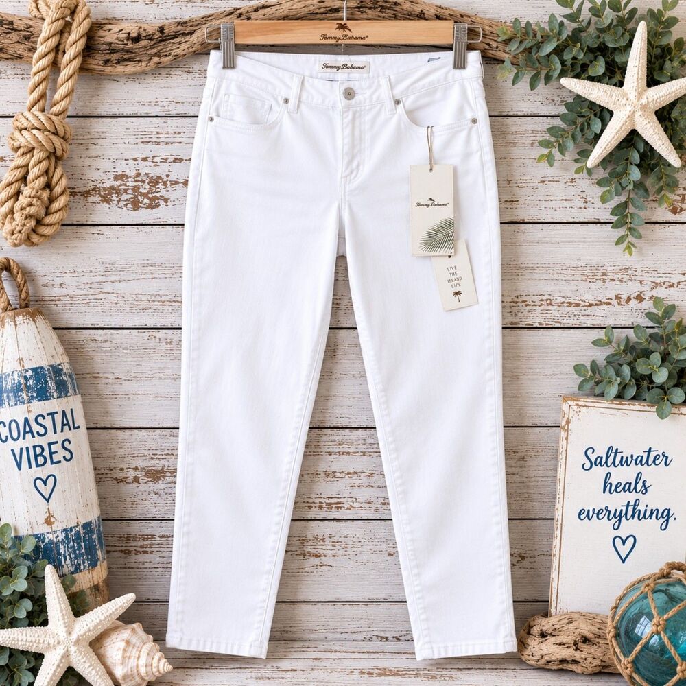 Tommy Bahama White High Rise Ankle Skinny Jeans NWT Size 12 #1108